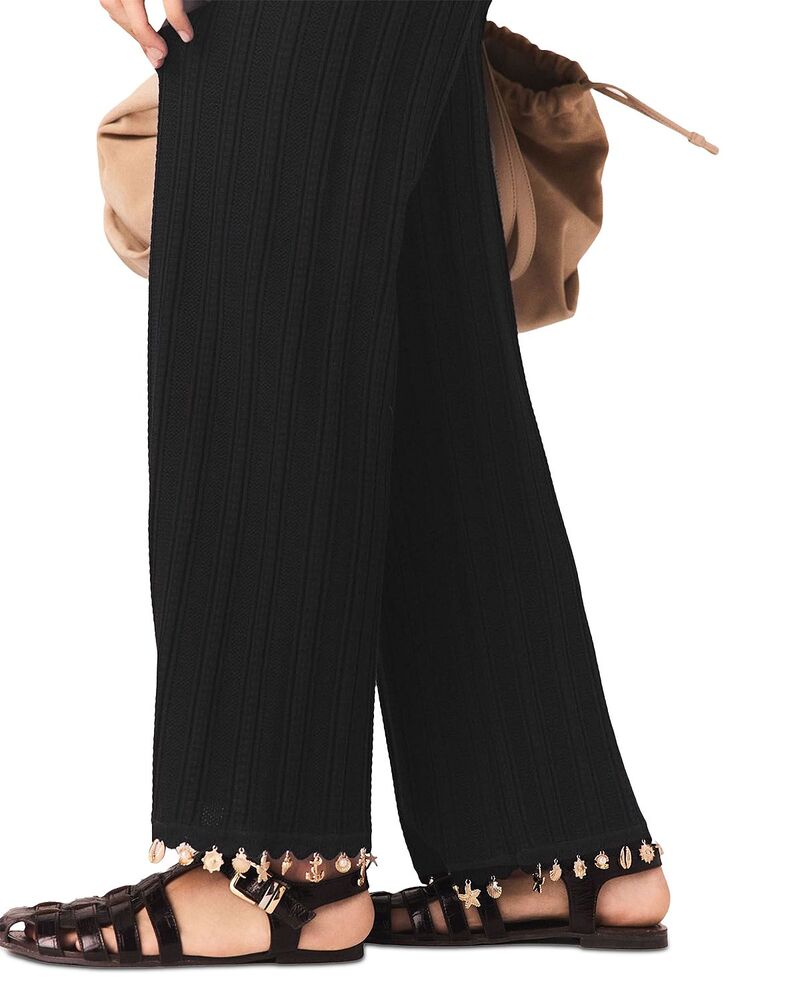 マージュ レディース ボトムス カジュアルパンツ ニット Maje Pishella Jeweled Knit Pants Black ブラック｜ReVida 店