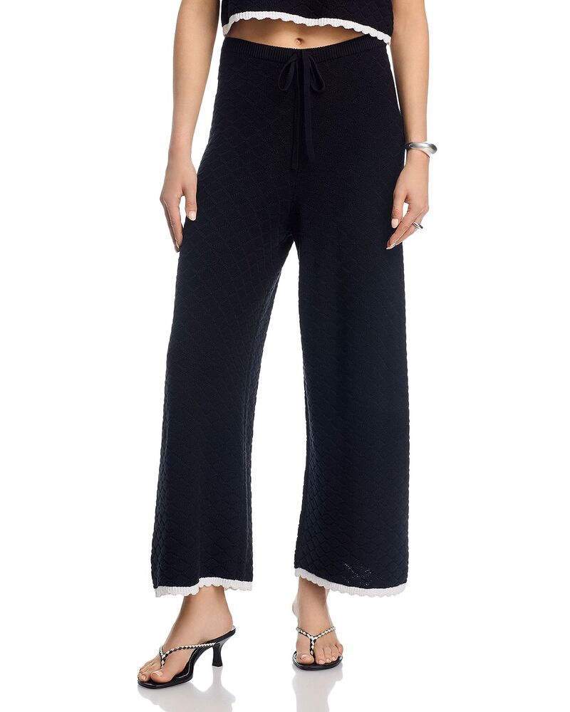 フレンチコネクション レディース ボトムス カジュアルパンツ クロップド ニット FRENCH CONNECTION Teddy Diamond Knit Cropped Pants Black/Summer White ホワイト