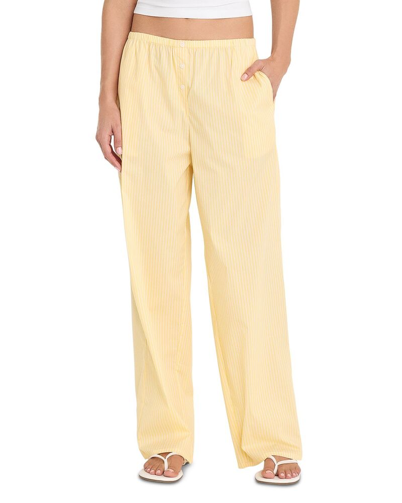 好ましいアメリカン レディース ボトムス 心地好いズボン下 Good American Poplin Pull On Pants Butterbeam Stripe 縞模様 ボトムス-パンツ-レディースファッション