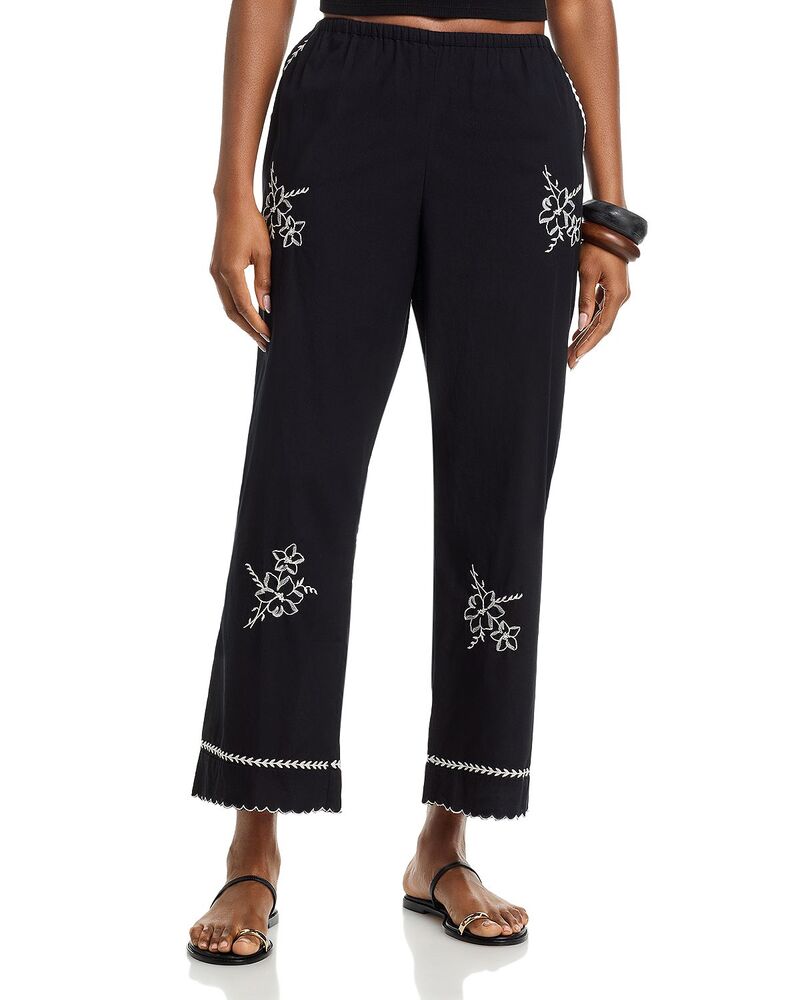 ザ・グレート レディース ボトムス カジュアルパンツ ワイドレッグ 刺繍 THE GREAT. Embroidered Wide Leg Pants Black ブラック