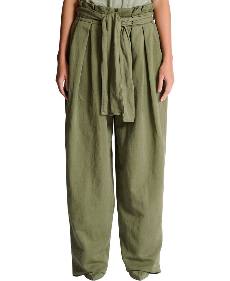 バルマン レディース ボトムス カジュアルパンツ ハイウエスト Balmain Twill High-Waisted Trousers Green グリーン