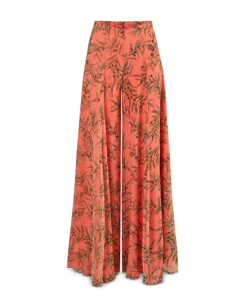 キャロライナヘレラ レディース ボトムス カジュアルパンツ ワイドレッグ プリント シルク Carolina Herrera Irisilk Printed Wide Leg Pantsunset Multi マルチカラー｜ReVida 店