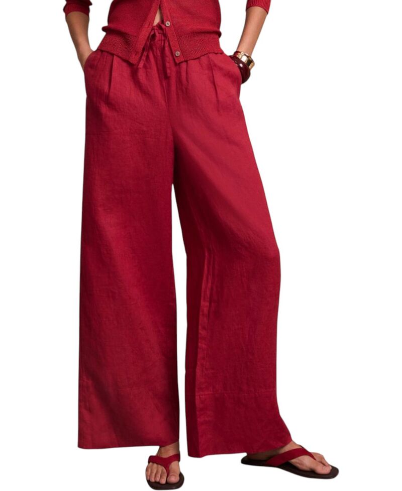 ミルトンベルベット レディース ボトムス 心地好いズボン下 ワイドレッグ リネン Mint Velvet Women\u0027s Linen Drawstring Wide Leg Trousers Red 赤いこと