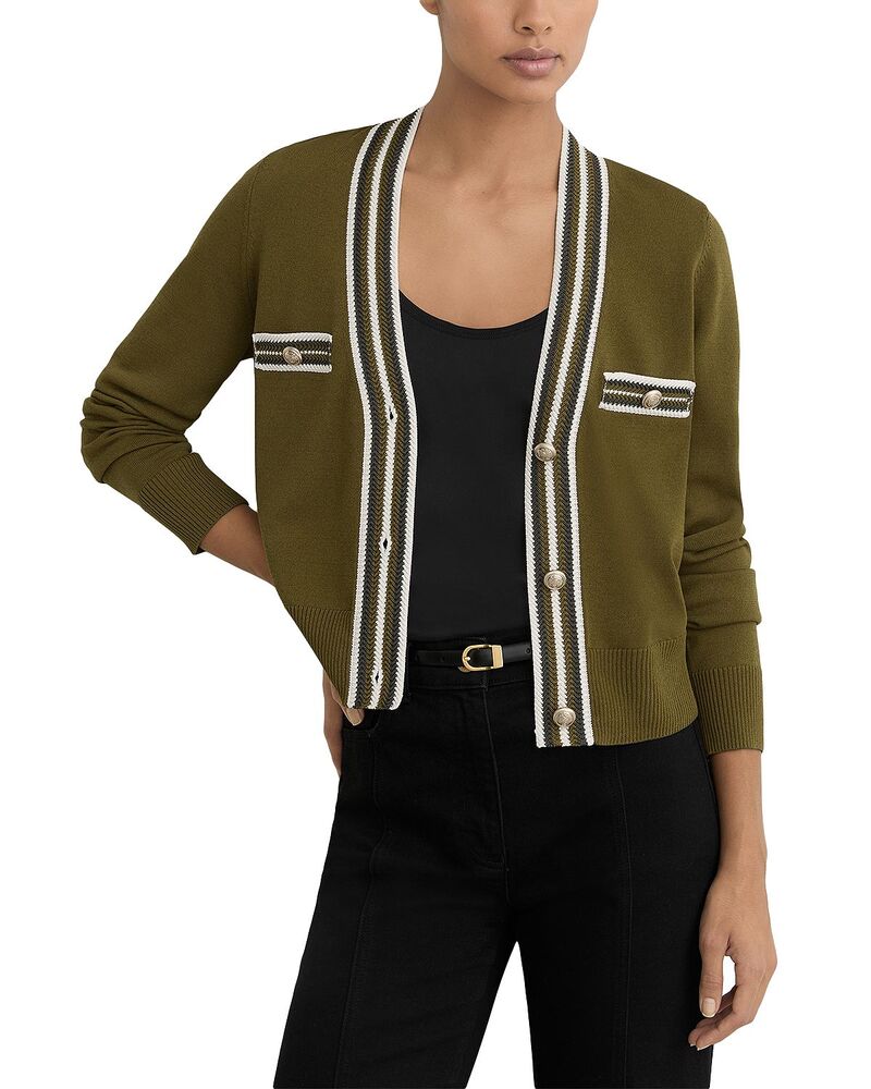 レイス レディース アウター カーディガン REISS Danni Cardigan Green/Ivory アイボリー