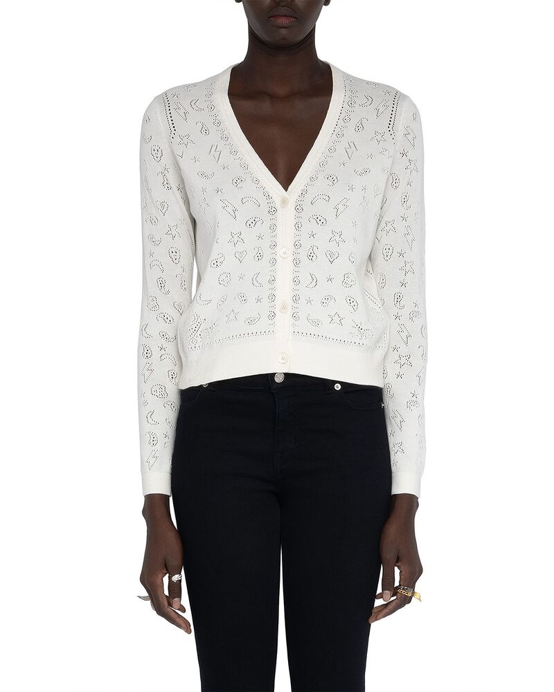 ザディグ エ ヴォルテール レディース アウター カーディガン Zadig & Voltaire Manala Bandana Cardigan Eggshell