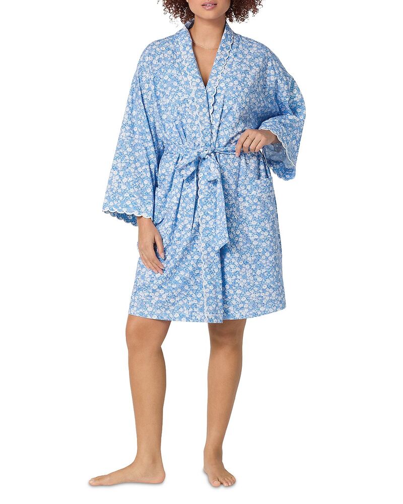 ベッドヘッドパジャマ レディース アンダーお召しもの ナイト爵お召しもの プルオーバー BedHead Pajamasomething Blue Banded Collar Stretch Jersey Robe Something Blue 青色