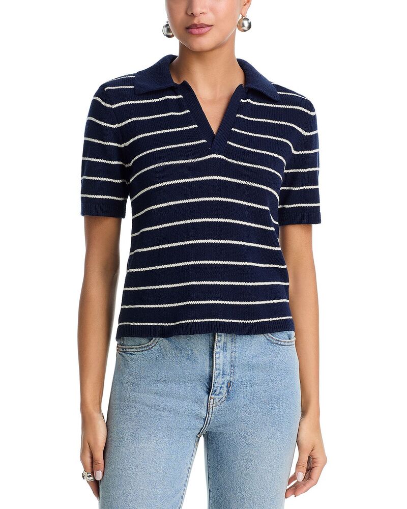 フレーム レディース トップス ポロシャツ FRAME The Striped Easy Polo Navy Multi ネイビー