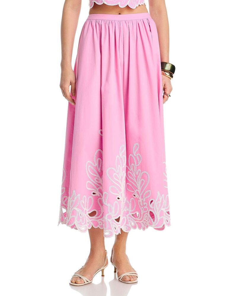サンク セプト レディース ボトムスカート 刺繍 Cinq Sept Paisley Bloom Embroidered Skirt Rosewater pink/ white ホワイト