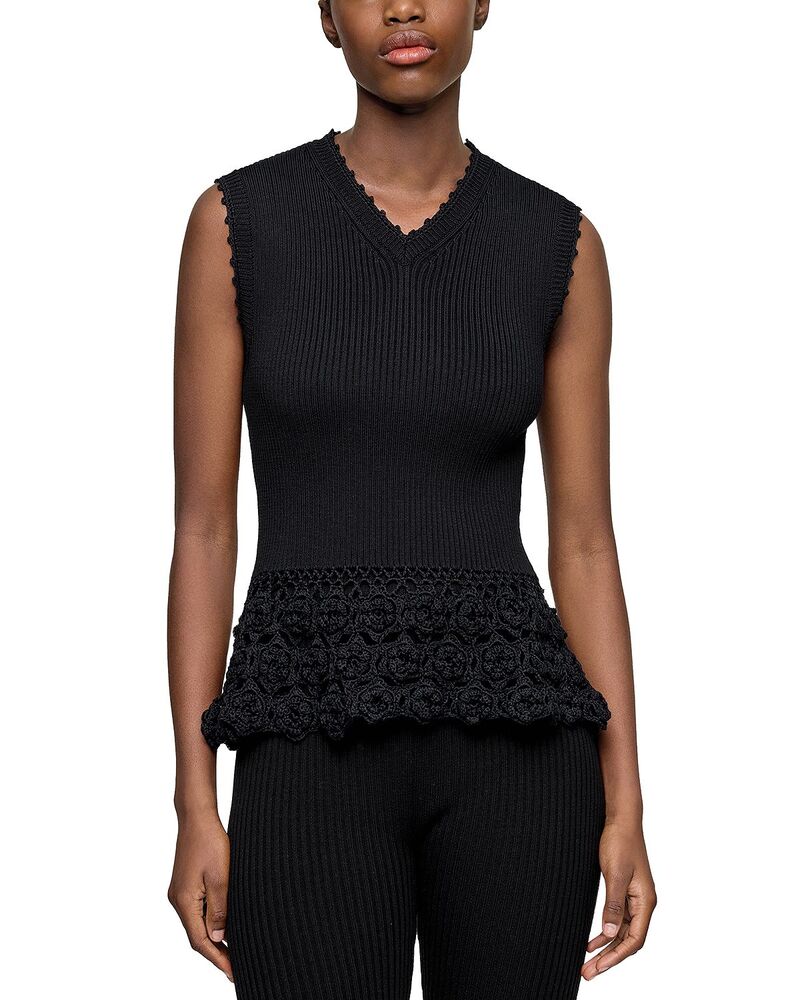 ガニー レディース アウター ニット・セーター ベスト GANNI Crochet Sweater Vest Black ブラック