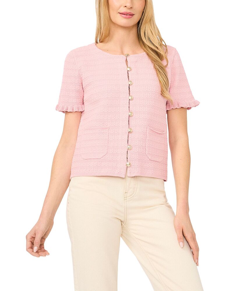 セセ レディース アウター ジャケット・ブルゾン セーター CeCe Short Sleeve Sweater Jacket Almond Blossom