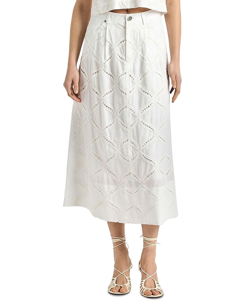 デレクラムテンクロスバイ レディース ボトムスカート 刺繍 Derek Lam 10 Crosby Nydia Open Embroidered Skirt White ホワイト