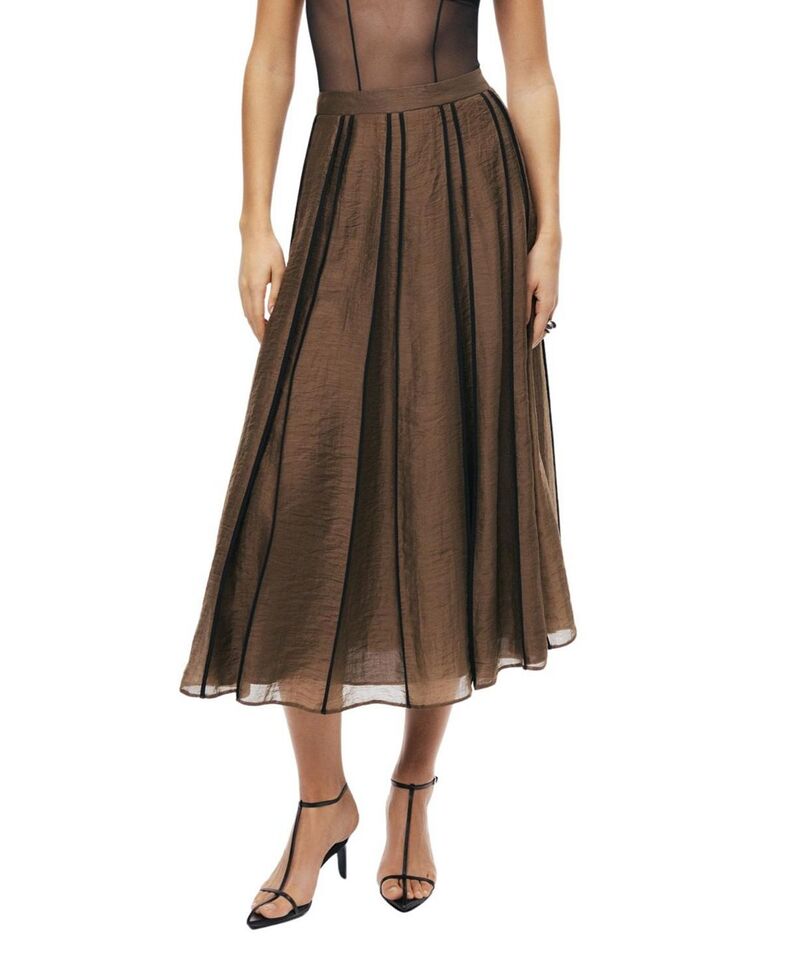 ノクチューン レディース ボトムスカート プリーツ ミディ シアー NOCTURNE Sheer Pleated Midi Skirt Camel キャメル｜ReVida 店
