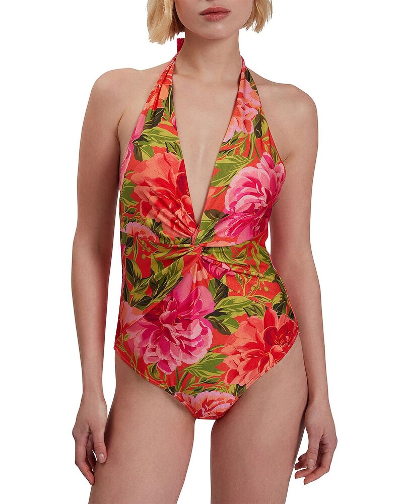 テッドベーカー レディース 水着 上下セット ホルター Ted Baker Abygal Twist Detail Plunge Halter Neck One Piece Swimsuit Coral コーラル