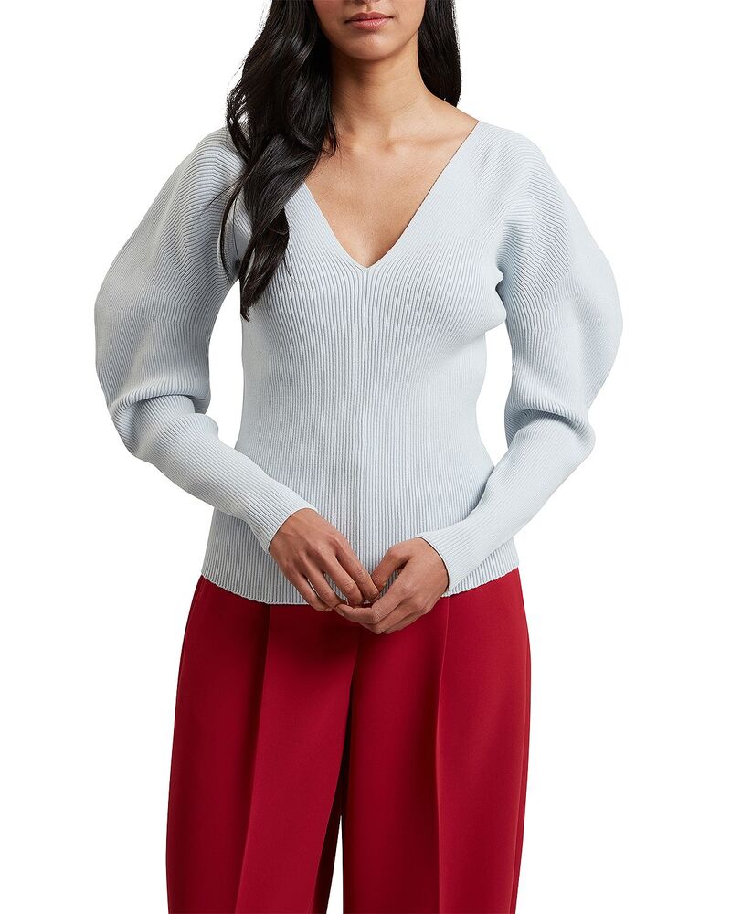 テッドベーカー レディース アウター ニット・セーター リブ Ted Baker Amelyaa Ribbed Sculpted Sleeve Sweater Pale Blue ブルー|ReVida 店