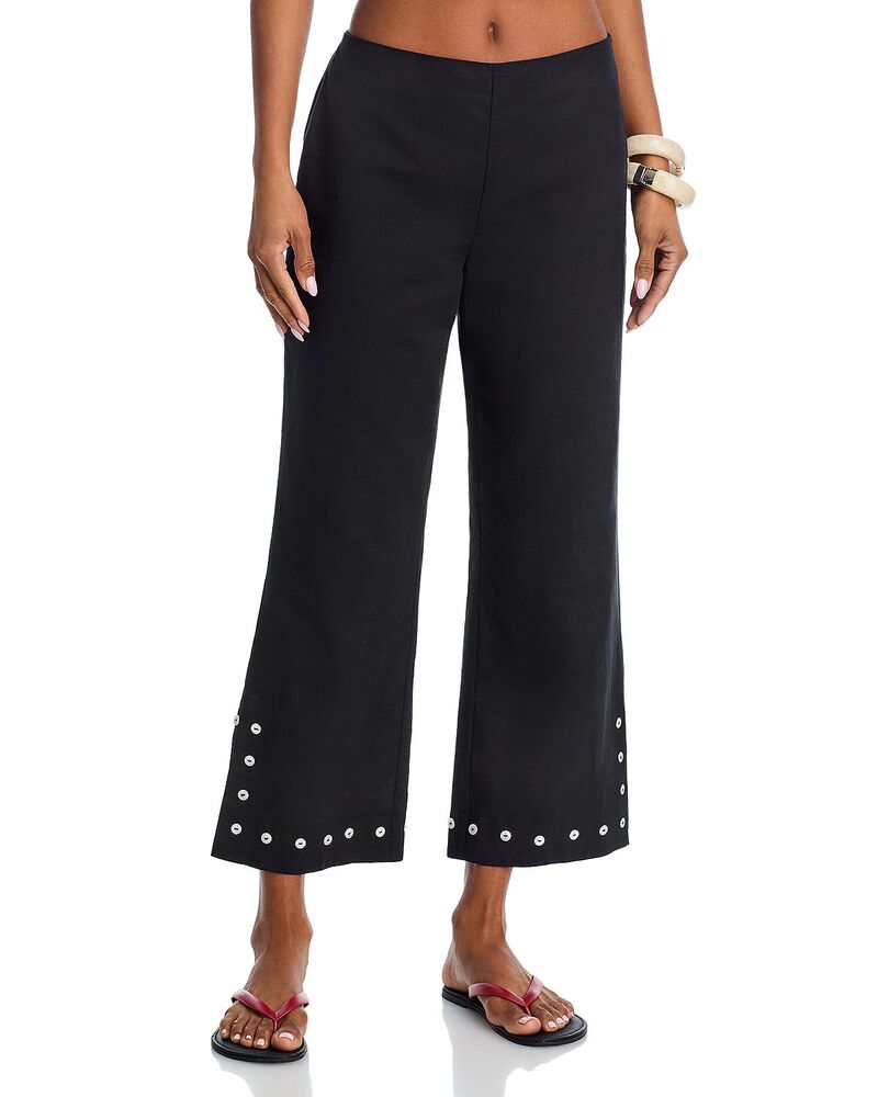スタウド レディース ボトムス 心地好いズボン下 STAUD Piha Button Trim Pants Black 黒いこと