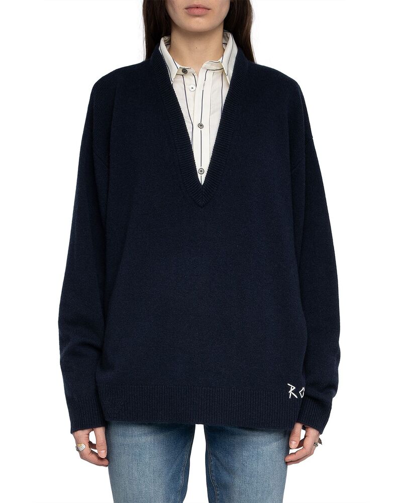 ザディグ エ ヴォルテール レディース アウター ニット・セーター Vネック ウール Zadig & Voltaire Swyny Wool V Neck Sweater Encre