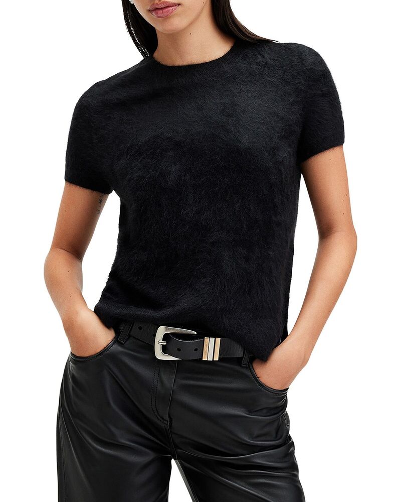 オールセインツ レディース トップス Tシャツ ALLSAINTS Rebel Cashmere Tee Black ブラック|ReVida 店