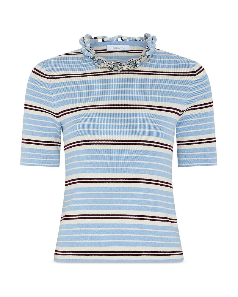 ラバンヌ レディース アウター 編み物・スウェーター Rabanne Chaineck Striped Sweater Baby Blue/Bordeaux/Ecru エクリュ