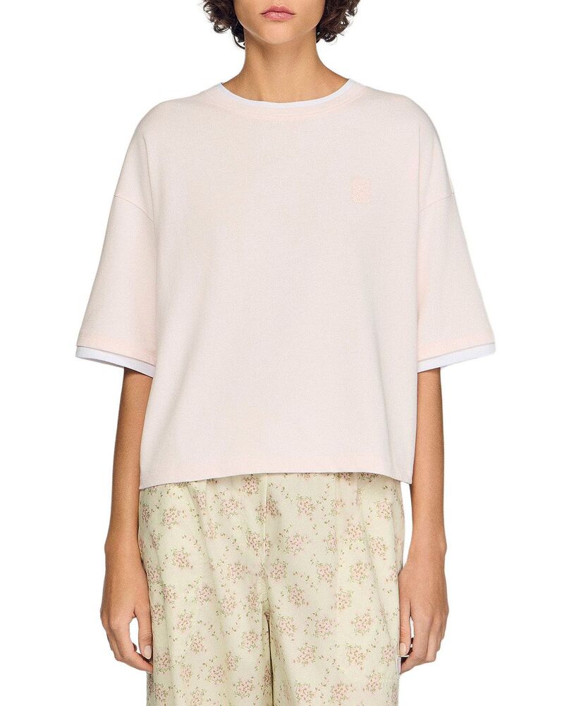 サンドロ レディース トップス Tシャツ コットン Sandro Cotton Tee Light Pink ピンク｜ReVida 店