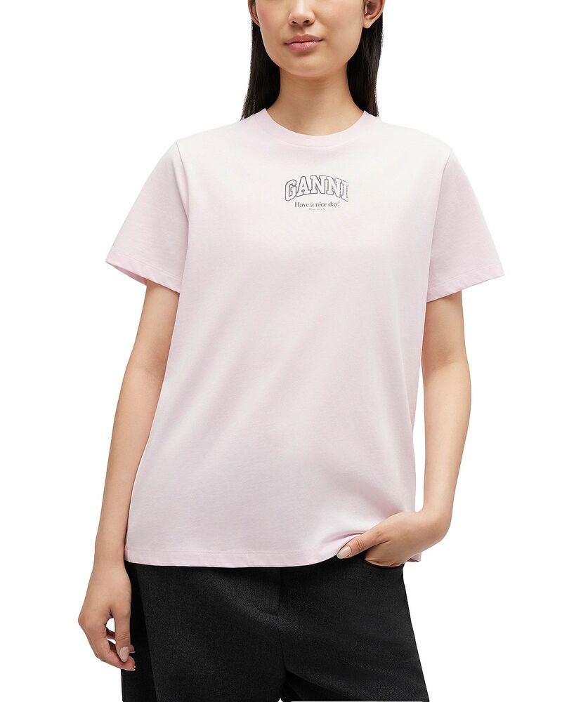 ガニー レディース トップス Tシャツ GANNI Essentials Tee Chalk Pink チョーク
