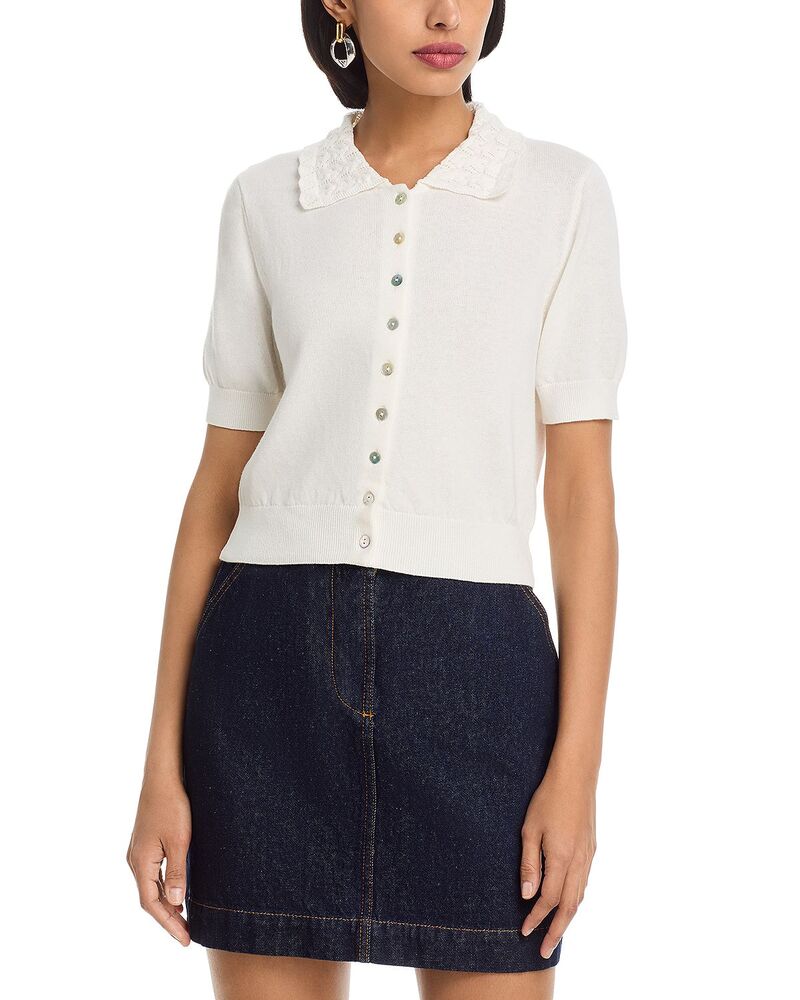 525 亜米利加 レディース アウター ジレー 525 Americariel Peter Pan Collar Cardigan Chalk 車輪止め