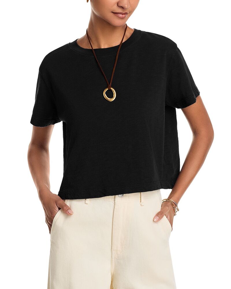 ヴェルヴェットバイグラハムスペンサー レディース トップス プルオーバー クルーネックロップド Velvet by Graham \u0026 Spencer Sabel Cropped Crewneck Tee Black 黒いこと