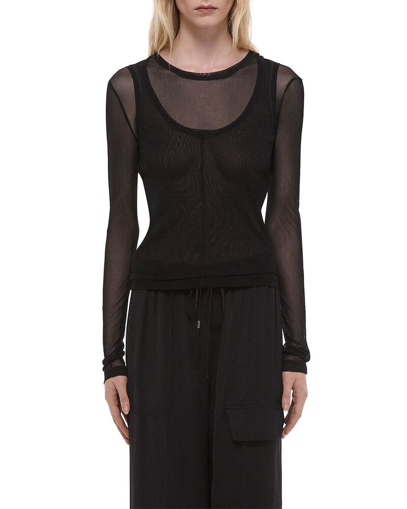 ヘルムート 言葉づかい レディース トップス プルオーバー メッシュ Helmut Lang Mesh Layered Tee Black 黒いこと