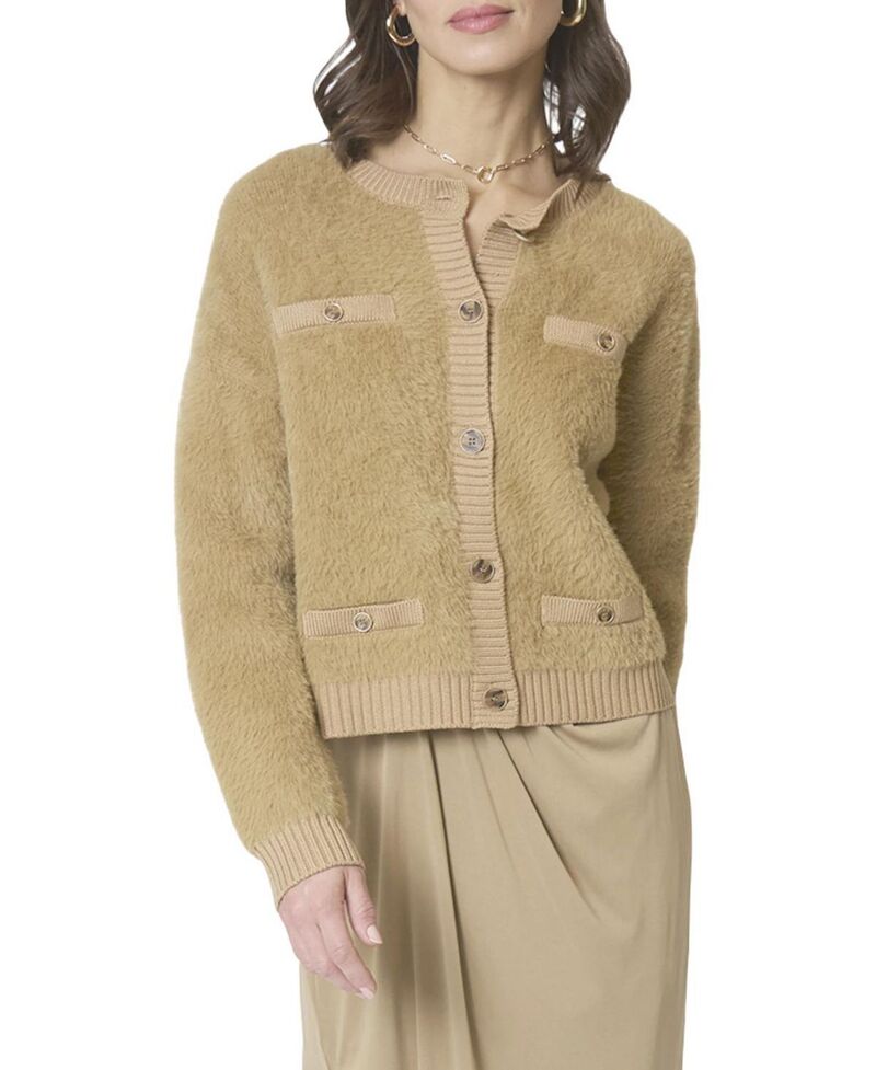 セントラルパークウェスト レディース アウター カーディガン セーター Central Park West Women's Roman Eyelash Cardigan Sweater Camel キャメル
