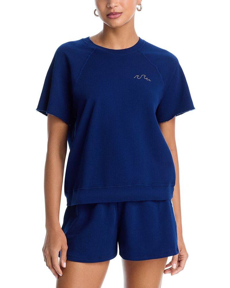 アクア レディース アウター パーカー・スウェット プルオーバー AQUA Julia Wave Short Sleeve Sweatshirt - Exclusive Tide アクア
