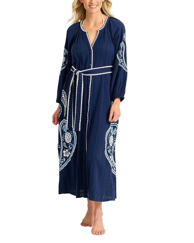 トッミーバハマ レディース トップス ワンピース 刺繍 Tommy Bahama Mykonos Embroideredresswim Cover-Up Mare Navy ネイビー