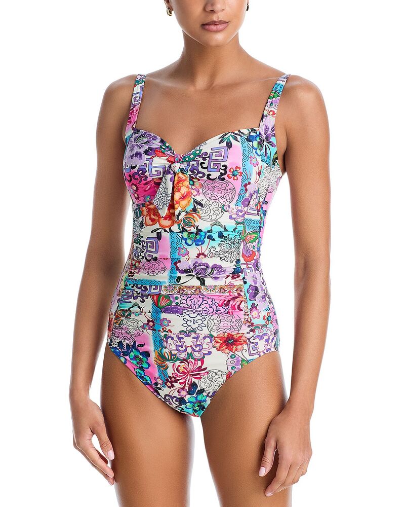 ジョニーワズ レディース 水着 上下セット ギャザー Johnny Was Tie Ruched One Piece Swimsuit Roseum
