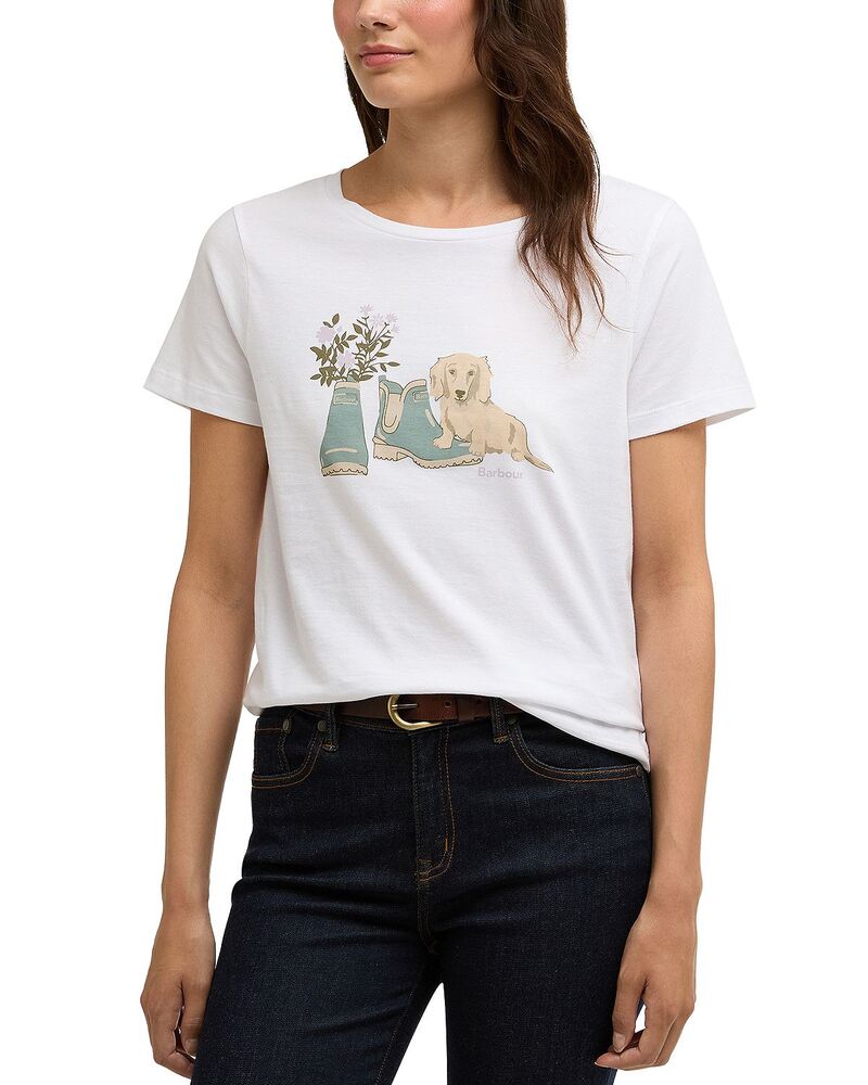 バブアー レディース トップス Tシャツ グラフィック Barbour Brambles Graphic Tee White ホワイト