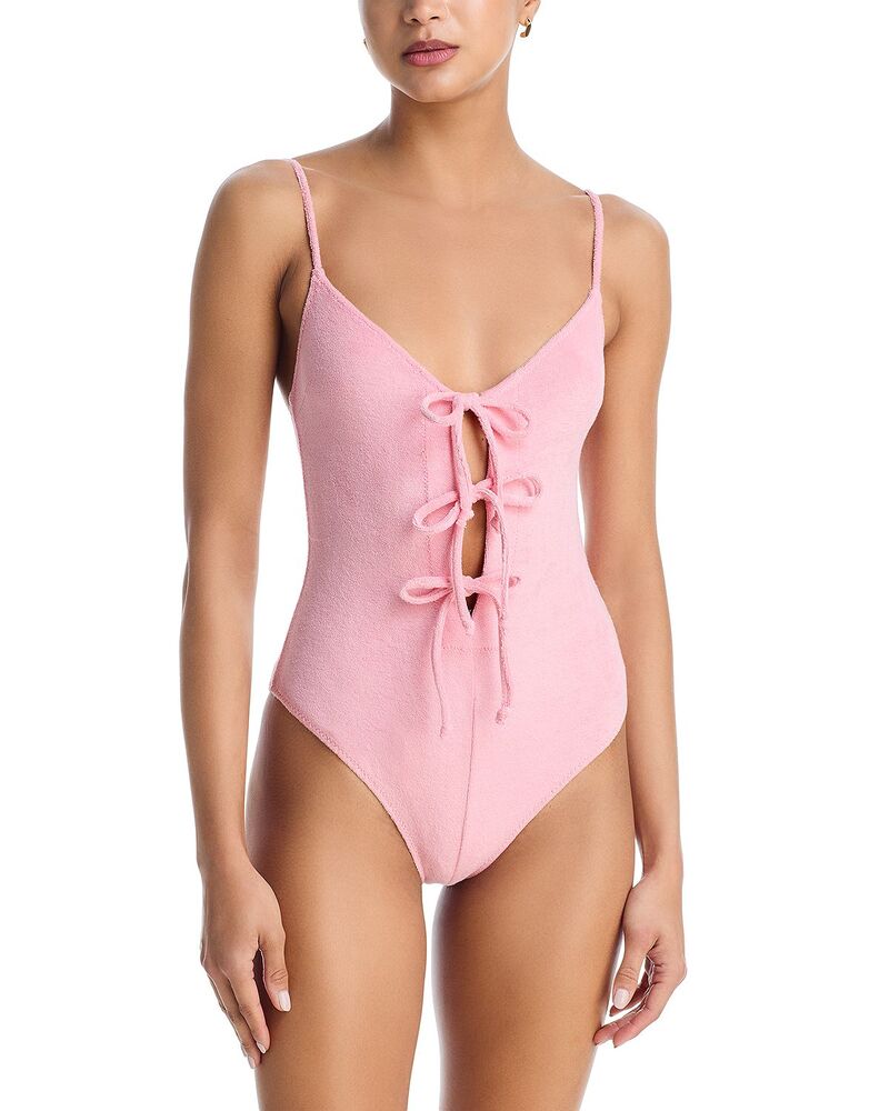 リサマリーフェマンデス レディース 水着 上下セット Lisa Marie Fernandez Three Tie Maillot One Piece Swimsuit Pink Terry Cloth ピンク 60,390円