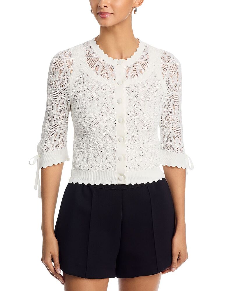ジェネレーションラブ レディース アウター カーディガン Generation Love Mia Butterfly Pointelle Cardigan White ホワイト