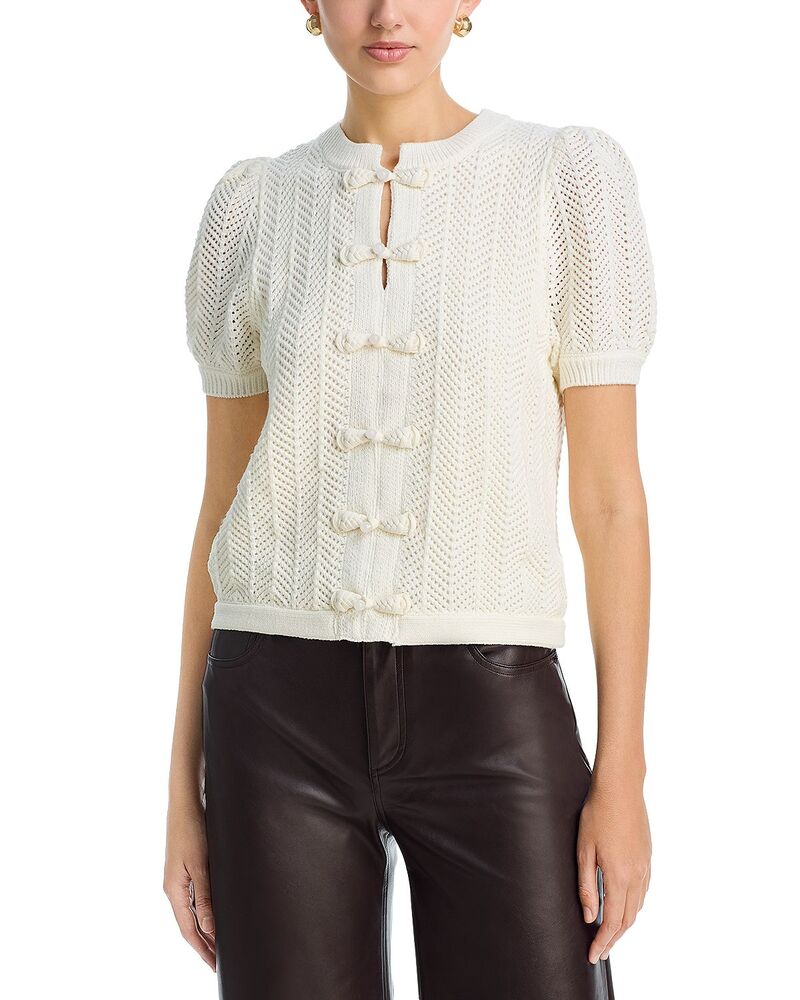 エリータハリ レディース アウター ジレー Elie Tahari The Billie Bow Cardigan Sky White 白いこと