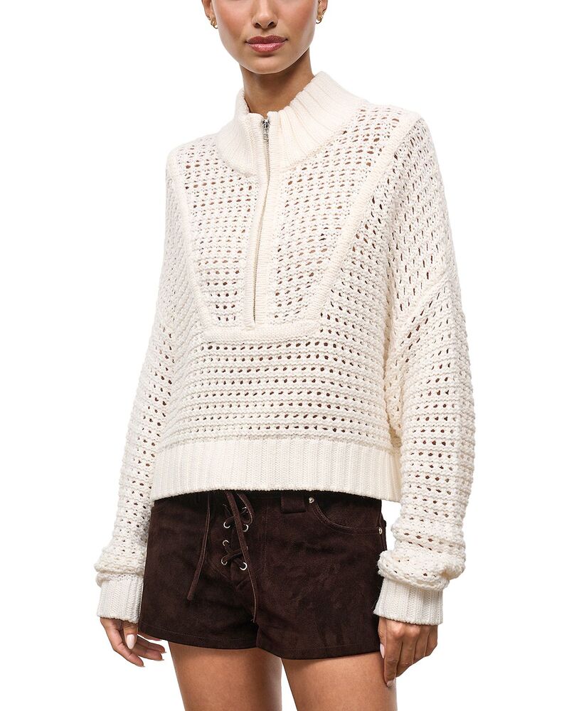 スタウド レディース アウター ニット・セーター STAUD Hampton Open Knit Sweater Ivory アイボリー｜ReVida 店