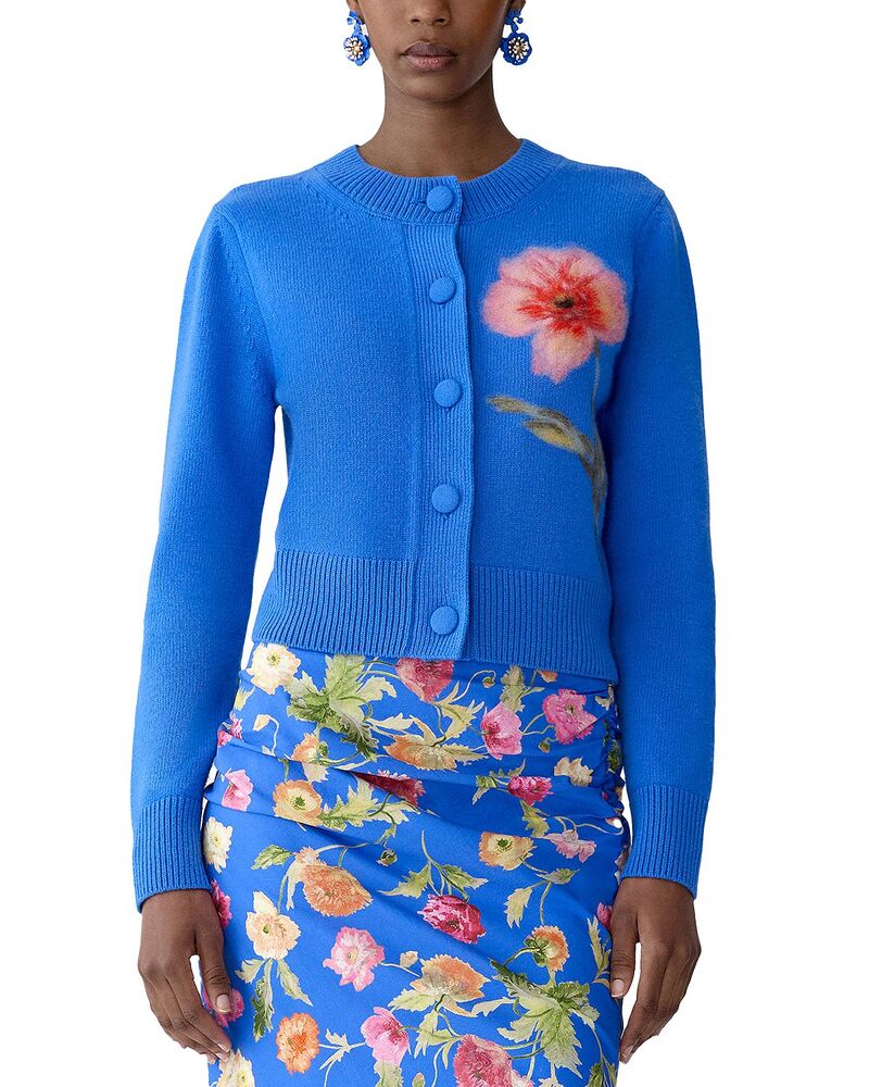 キャロライナヘレラ レディース アウター 編み物・ティーシャツ 羊毛 ジレー Carolina Herrera Wool Cardigan Bluebell Multi マルチ色合い