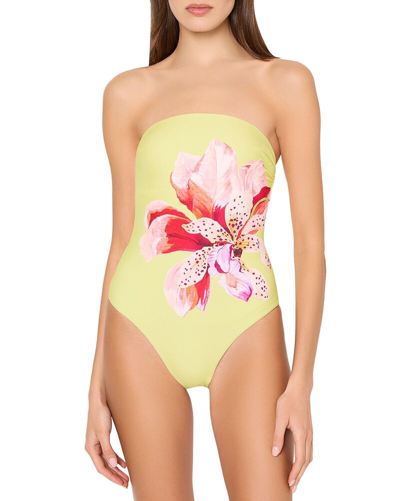 ミリー レディース 水泳着 上下書き割り ストラップレス MILLY Songe D\u0027Iristrapless One Piece Swimsuit Yellow Multi 黄色