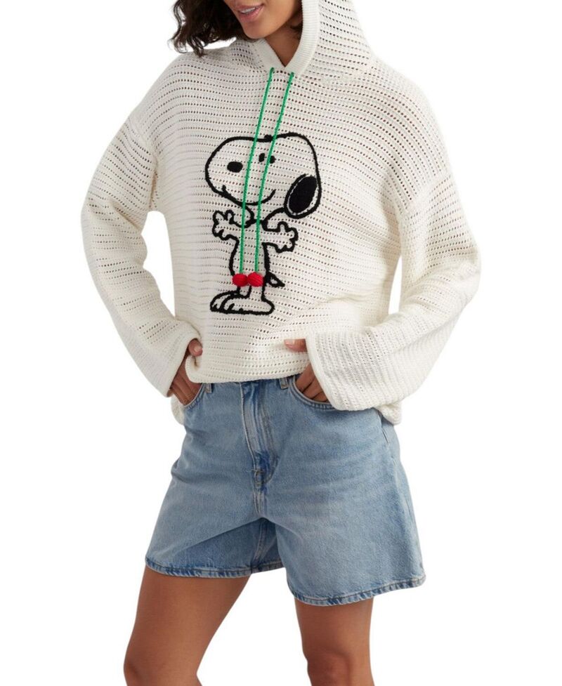 チンティアンドパーカー レディース アウター パーカー・スウェット 綿織物 Chinti \u0026 Parker Women\u0027s Cotton Snoopy Crochet Hoodie Cream 皮膚軟化剤