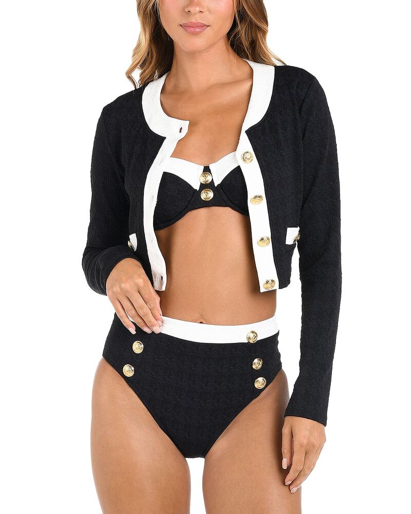 ラジャンス レディース 水着 トップのみ カーディガン L'AGENCE Color Blocked Swim Cover-Up Cardigan Bikini Top & Bikini Bottom Black ブラック