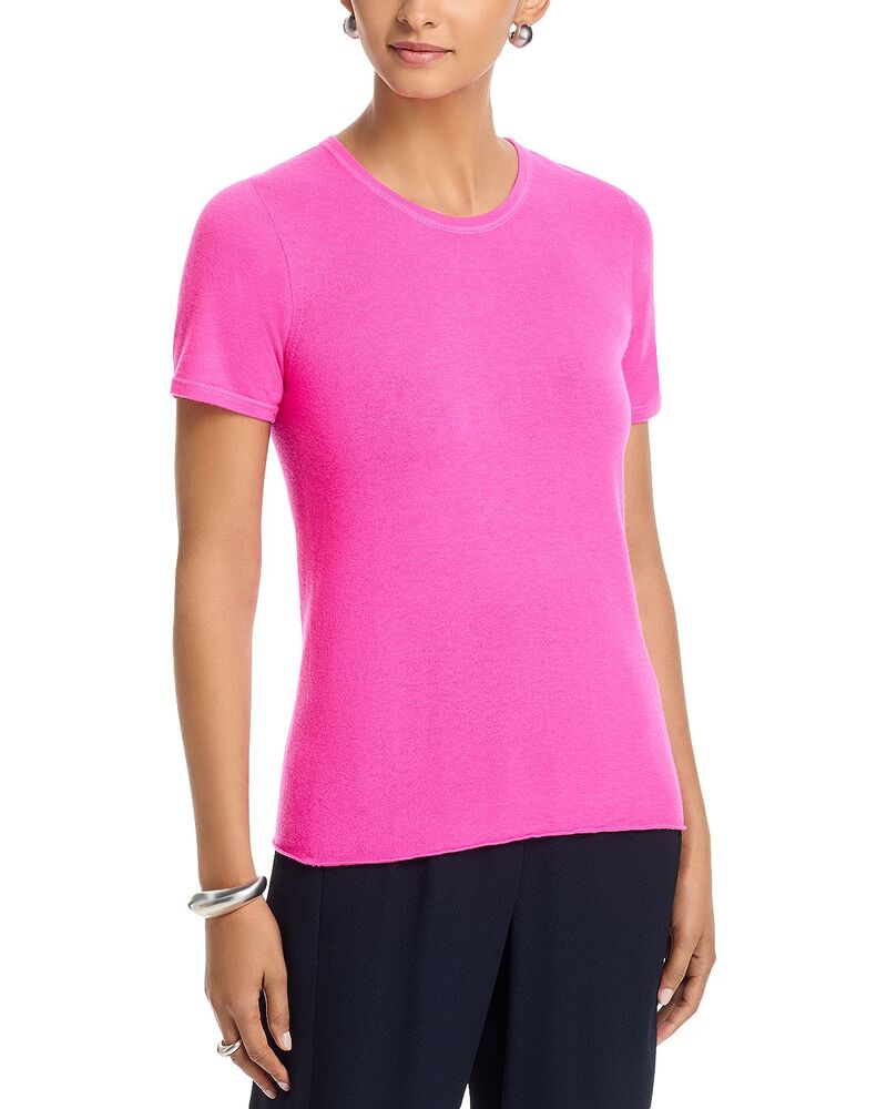 マジェスティック レディース トップス Tシャツ クルーネック Majestic Filatures Machine Washable Cashmere Crewneck Tee Rose Fluoride|ReVida 店