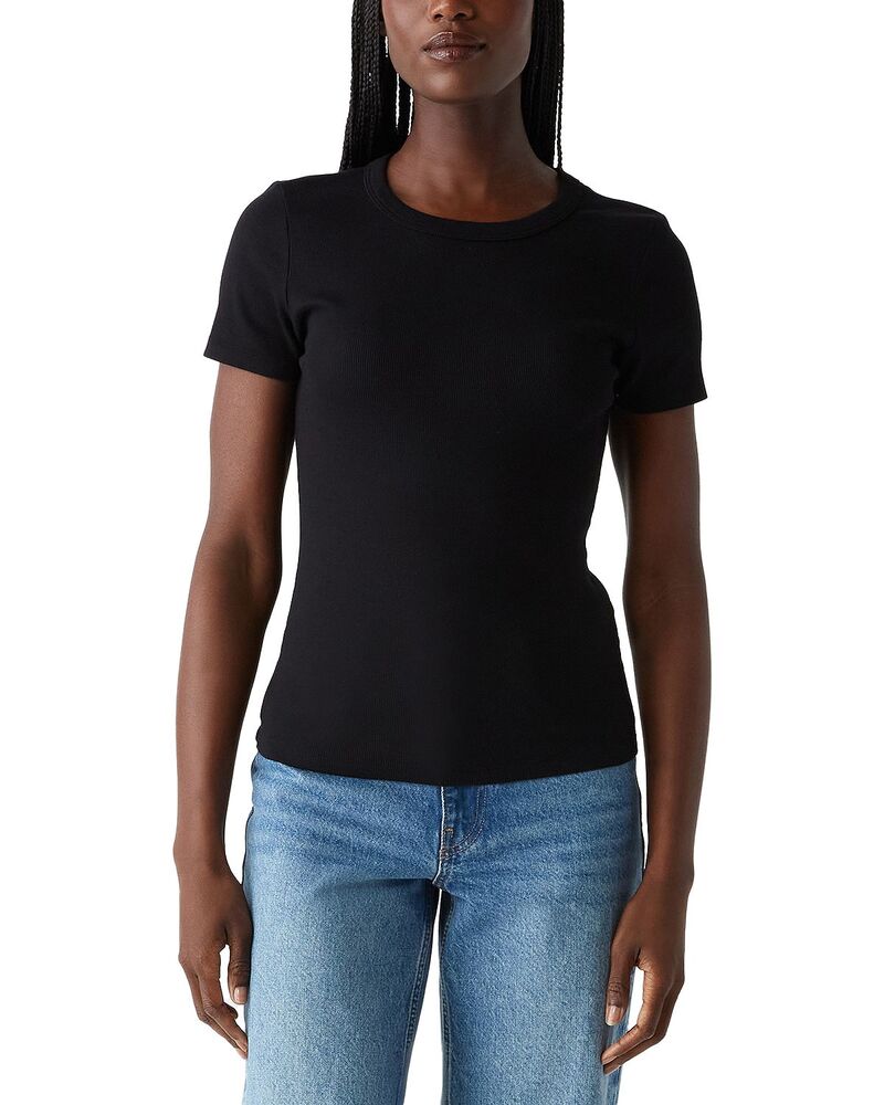 マイケルスターズ レディース トップス プルオーバー 労働者の一団のど首 Michael Stars Rico Crew Neck Tee Black 黒いこと