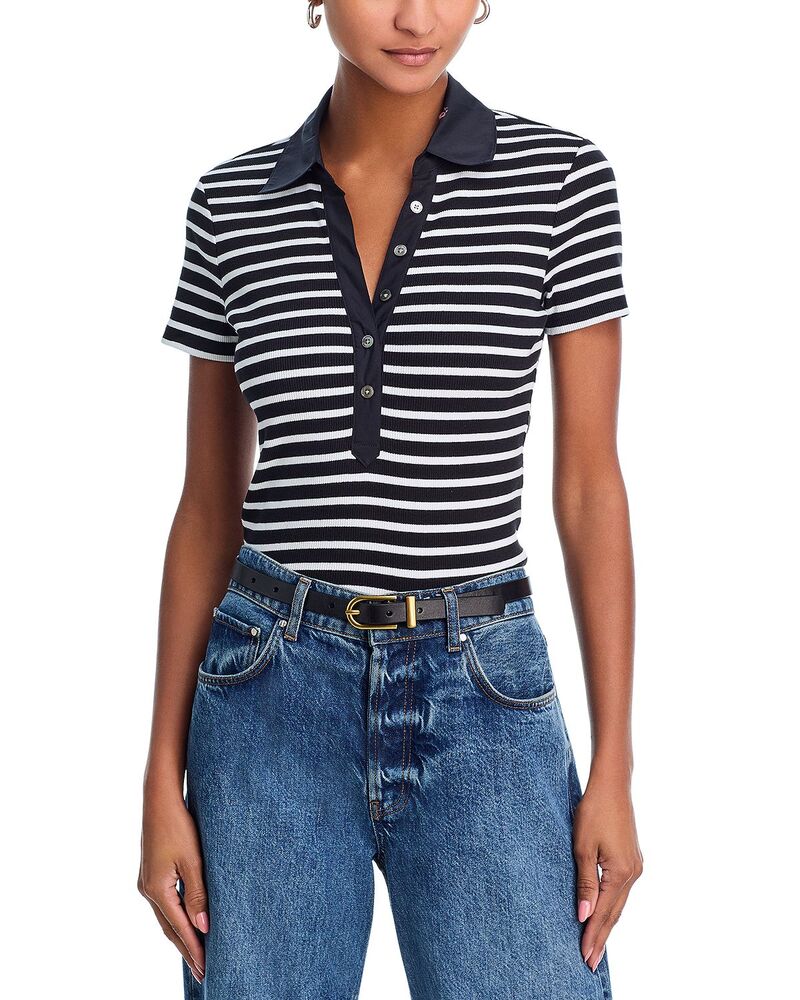 ヴェロニカ ベアード レディース トップス プルオーバー Veronica Beard Veronic Beard Kearney Striped Tee White Black 白いこと