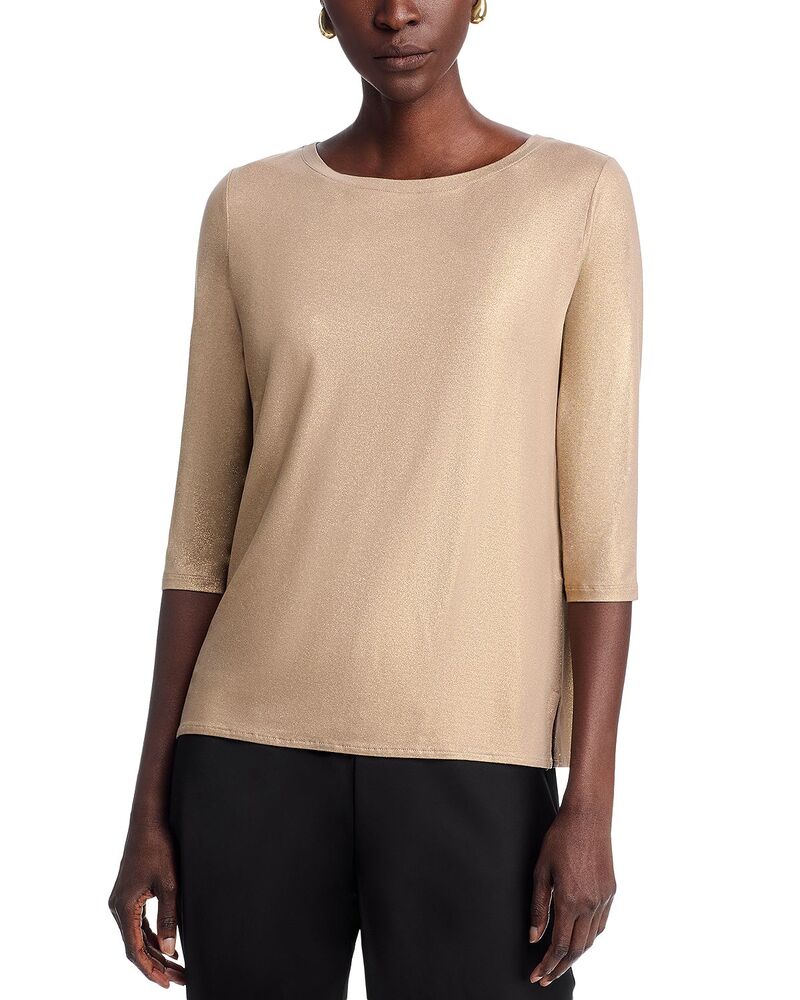 マジェスティック レディース トップス プルオーバー Majestic Filatures Boat Neck Three Quarter Sleeve Tee Coffee Latte 珈琲