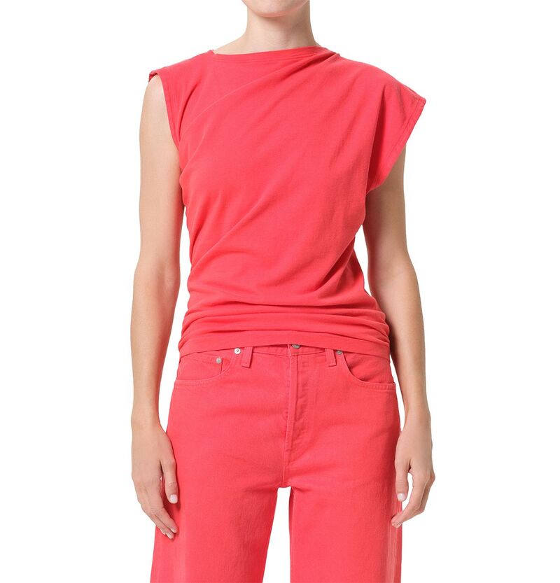 アゴルド レディース トップス Tシャツ アシンメトリー AGOLDE Beth Asymmetric Tee Carnival｜ReVida 店