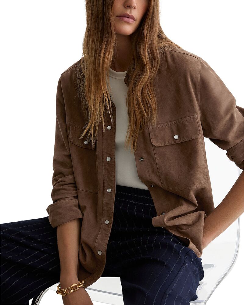 レイス レディース トップス シャツ スエード REISSuede Shirtaupe Brown ブラウン