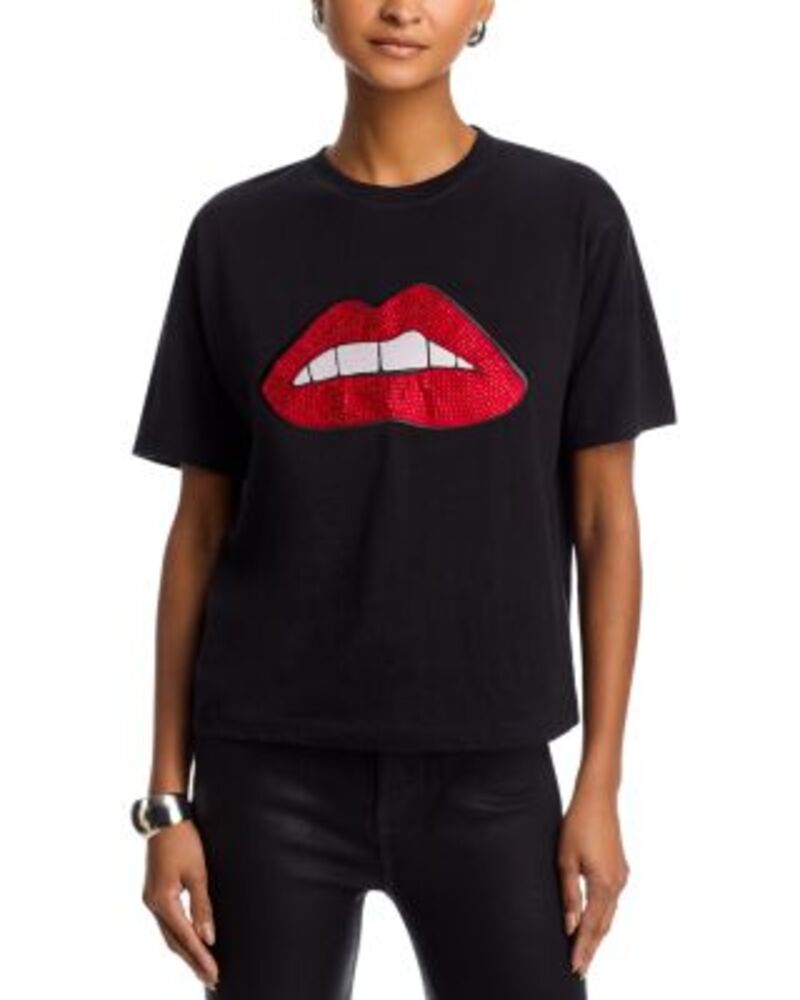 アクア レディース トップス Tシャツ AQUA Embellished Lips Tee - Exclusive One-Size