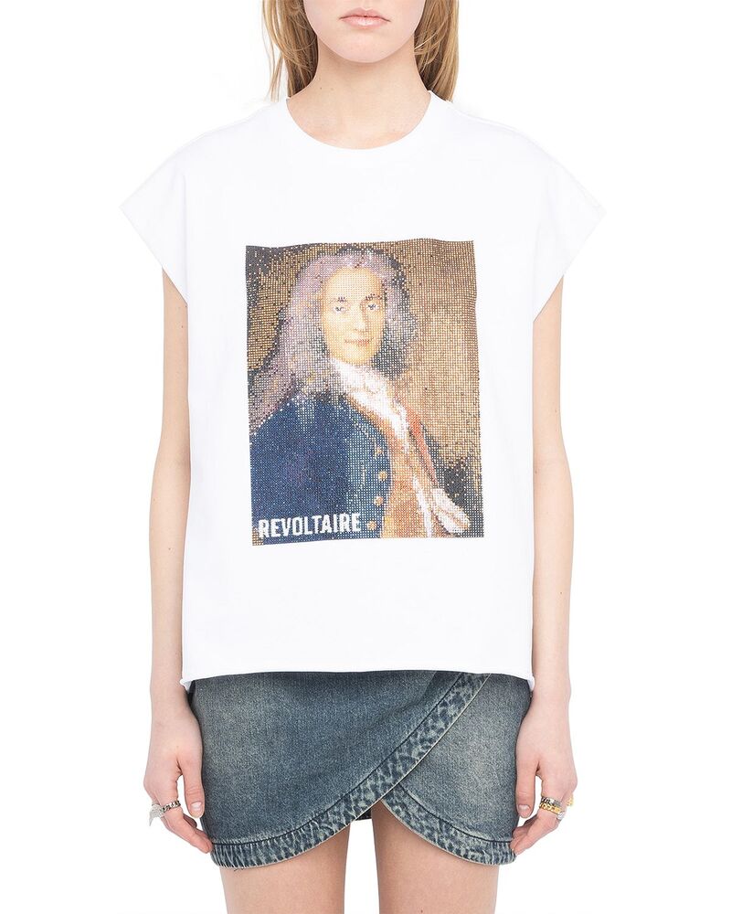 ザディグ エ フランソア・マリー・ヴォルテール レディース トップス プルオーバー Zadig \u0026 Voltaire Cloex Voltairembellished Tee White 白いこと