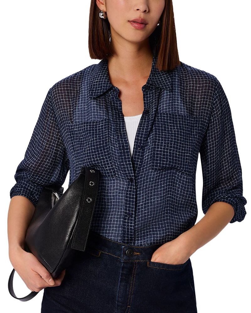 ホイッスルズ レディース トップス シャツ プリント シアー Whistles Grid Print Sheer Shirt Navy/Multi ネイビー|ReVida 店