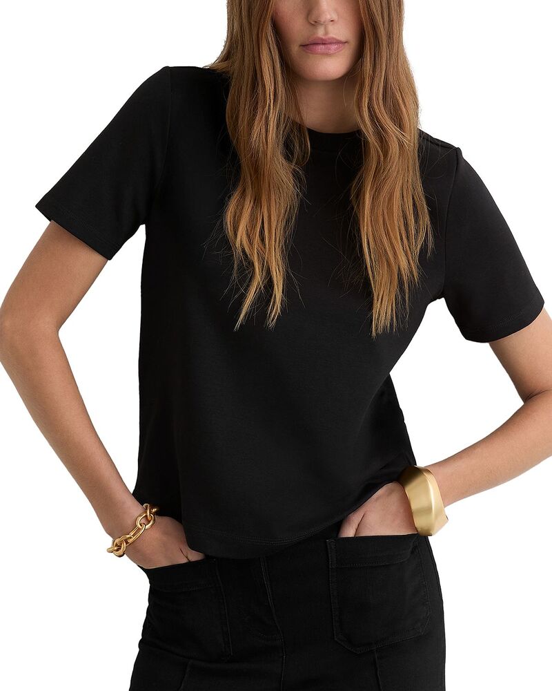 レイス レディース トップス シャツ リブ REISS Plain Ribbed Neck T Shirt Black ブラック 16,485円